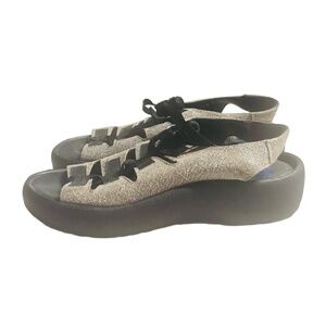 Wolky Alula Womens Lace-up Gray Leather Walking Comfort Sandals EU‎ 41 US 10